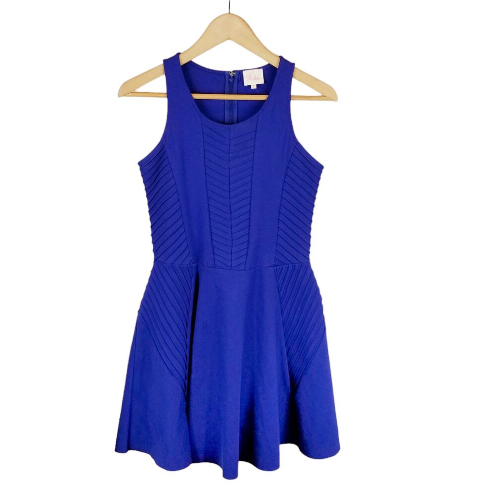 Parker Women's Fay Ponte Knit Fit & Flare Skater Mini Dress Royal Blue S Small